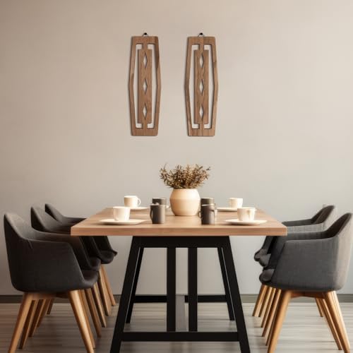 CroBlissful 2 Pcs Modern Mid Century Wall Art Wood, Dark Brown - Image 6
