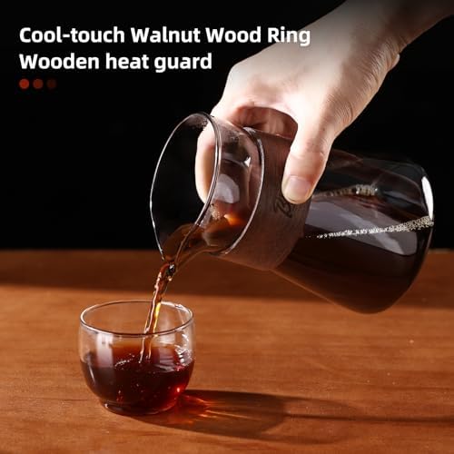Bincoo Pour Over Coffee Dripper Set, V-shape 60° Cone Drip Coffee Maker, Included Borosilicate Glass Carafer and Coffee Dripper & 50 Pcs Size 02 Paper Filter, 16oz(500ml) (Smoky Gray Set) - Image 4