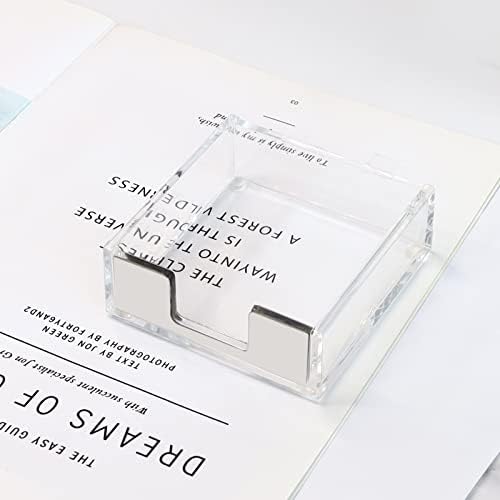 MultiBey Silver Sticky Note Holder Clear Acrylic Memo Pad Dispenser - Image 2