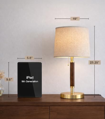 JOOFO Mid Century Wood Table Lamp with Pull Chain, Bedside Lamp. - Image 5