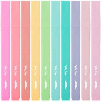 Mr. Pen- Aesthetic Highlighters No Bleed, 10 Pack, Assorted Colors | Chisel Tip, Cute Highlighters Assorted Colors for Journaling, Highlighting, Underlining, Fast Dry, Back to School Supplies by MrPen