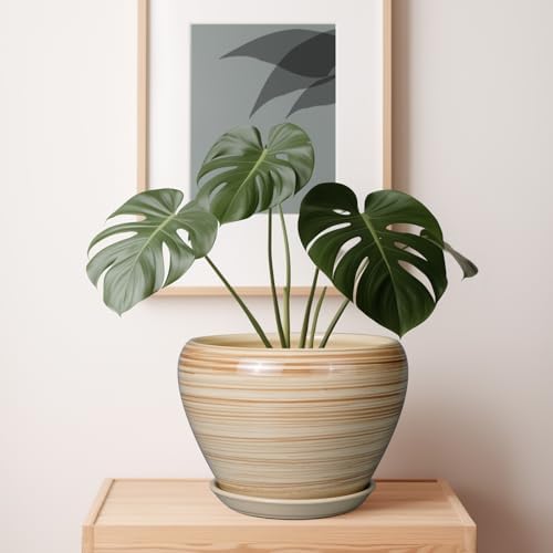 Ceramicfor Ceramic Pot for Plant 10 Inch - Planter for Outdoor Plants Indoor Plant Pot with Drainage Hole Large Planter Round Flower Pot for House Patio Garden Yellow - Image 6
