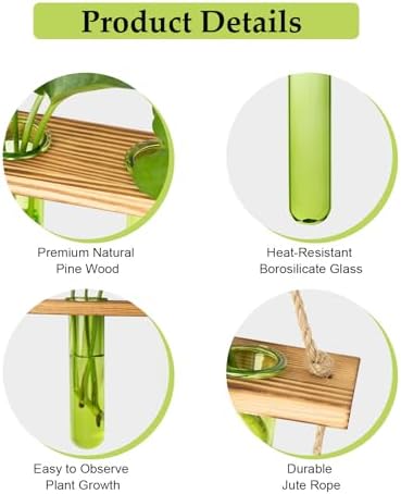 XXXFLOWER Wall Hanging Propagation Station with Wooden Stand Green - Image 3