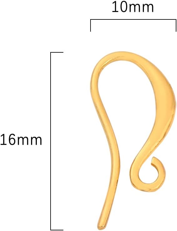 18K Gold Plated Earring Hooks 10x16mm 20pcs for Jewelry Making Findings