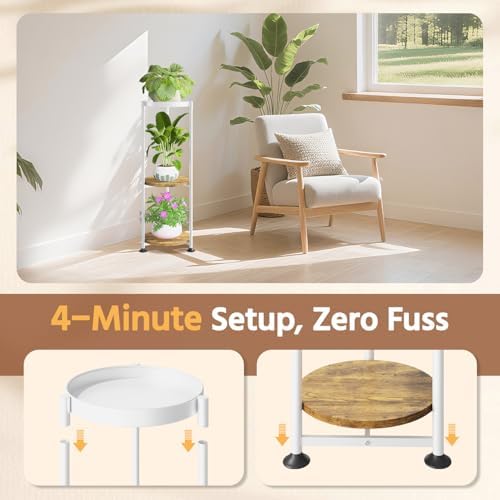 LASZOLA Plant Stand Tall Flower Holder for Indoor Corner, 3 Tier White - Image 3