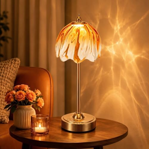Nusogon Cordless Flower Table Lamp, 5200mAh Small Rechargeable Touch Lamp by Nusogon