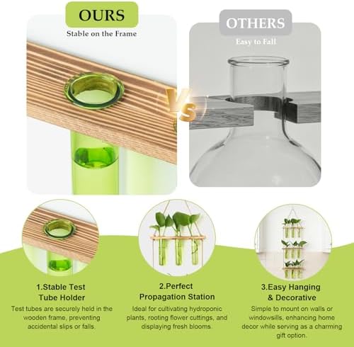 XXXFLOWER Wall Hanging Propagation Station with Wooden Stand Green - Image 4