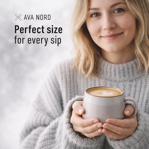 Ava Nord Large Stoneware Ceramic Coffee Mugs Set of 4-16 oz - Rose Sand - Image 4