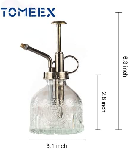 Plant Mister in Glass 200ML, Small Spray Bottle with Plastic Top Pump, Fine Mist Decorative Sprayer Tiny Watering Can Gift for Indoor Outdoor Succulent House Plant (Transparent) - Image 2