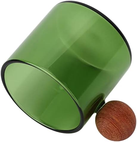 Glass Coffee Cup with Wood Handle, 120ml Clear Ball Handle Heat Resistant Clear Tea Cups Coffee Pot Mug Flat Bottom Mug Insulated Mug for Office Bar Party (Green) - Image 7