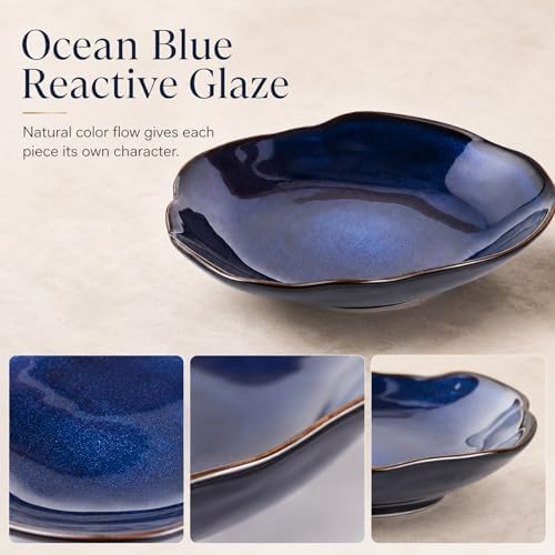 Blue Ceramic Decorative Bowl –10.4" Small Trinket Dish, Fruit Bowl, Candy Dish, Key Bowl for Entryway Table, Jewelry & Ring Dish, Porcelain Catchall Dish for Kitchen, Bedside, Living Room Home Decor - Image 3