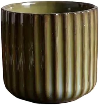Vintage Ceramic Mug, Japanese Tea Cup 6oz Striped Cup No Handle Drinking Cup for Espresso, Cortado, Matcha, Green Tea, Microwave and Dishwasher Safe, Kiln Transformation Cup (Green) by Unknown