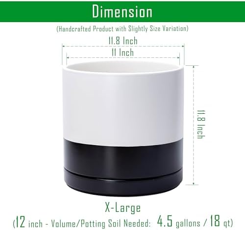 D'vine Dev 12 Inch Ceramic Planter Pot, Black White Two Tone, 94-O-F-L - Image 2