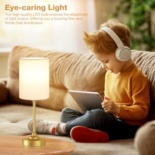 Fenmzee Gold Bedside Lamp for Bedroom - 3-Way Dimmable Touch Table Lamp - Image 5