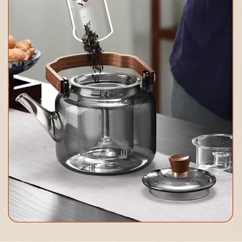Tea Pot with Infuser for Loose Leaf Tea, Glass Teapot Stovetop, Heat Resistant Borosilicate Tea Kettle, Clear, 34oz/1000ml Capacity, Tea Strainer - Image 4