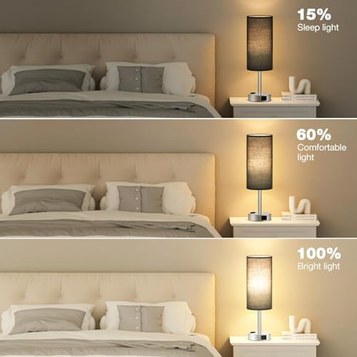 Fenmzee Black Bedside Lamp for Bedroom, Dimmable Touch, USB A+C, AC Outlet - Image 5