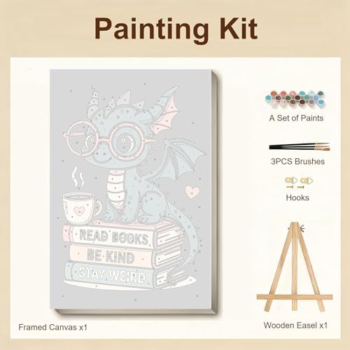 Gemozaic Framed Paint by Numbers Kit for Adults - Black Dragon & Books - Image 6