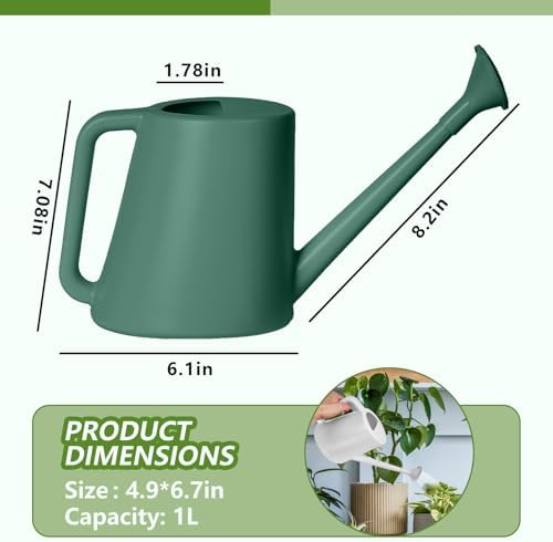 ZXJ Plant Watering Can - for Indoor and Outdoor Home Garden Plants - with Long Spout - Blackish Green - 1/2 Gallon - Image 2