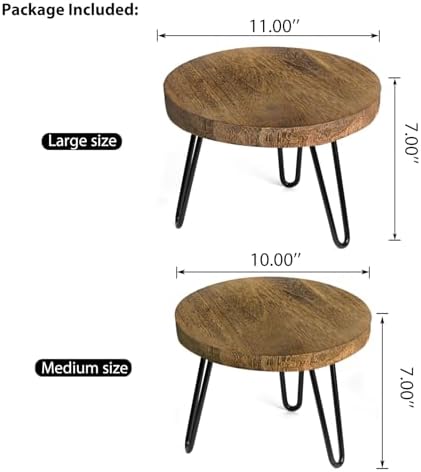 OBTAIN Plant Stand Indoor Outdoor, Wooden plant Stool, Mid Century Plant Stand for Indoor Plants, Wood Modern Plant Holder Rattan Flower, Low Short Boho Rustic Planter Stand Fit 5-15 Inch Pot(M, L) - Image 3