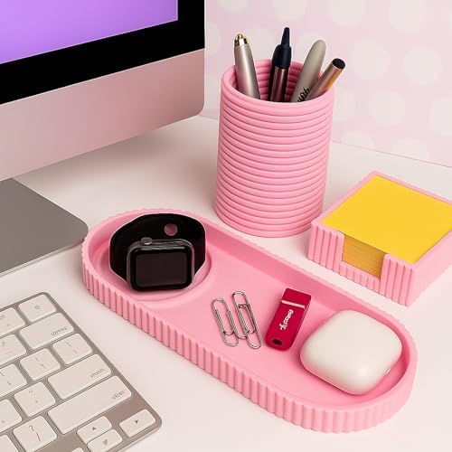 Desk Organizer Set with Pen Holder, All Tray and Sticky Note Holder,Desk Accessories Office Decor & Workspace Organizers, 3D Printed Small Home Desk Organization - Image 4