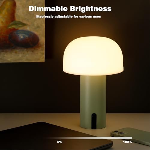 Mushroom Table Lamp, Cordless Rechargeable Touch Light, Waterproof - Image 5