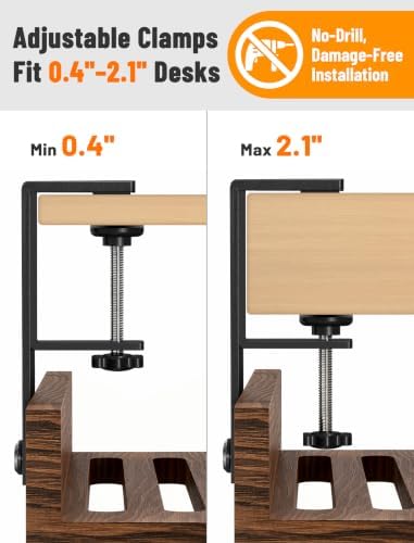 NiHome Under Desk Cable Management Tray, Wood Cord Organizer, No-Drill - Image 4