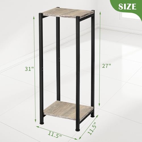Dipion 31 Inch Tall Plant Stand Indoor,2 Tier Pedestal Stand Table,Greige - Image 5