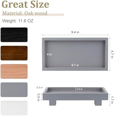 Bathroom Counter Tray Wooden Riser Display Kitchen Soap Holder, Gray - Image 5