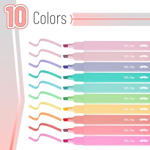 Mr. Pen- Aesthetic Highlighters No Bleed, 10 Pack, Assorted Colors | Chisel Tip, Cute Highlighters Assorted Colors for Journaling, Highlighting, Underlining, Fast Dry, Back to School Supplies - Image 2