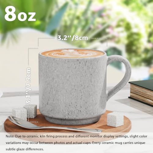 Pilnocok 8 oz Ceramic Small Mugs Set of 2, White - Image 2