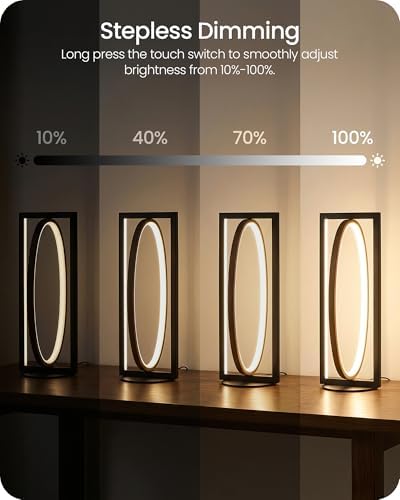 Modern LED Table Lamp, Dimmable Minimalist Bedside Lamp, 3 Color Temperatures, Angle Adjustable, Cute Desk Lamp, Nightstand Lamp for Living Room, Bedroom, Office, Black and Walnut K62TL05 - Image 4