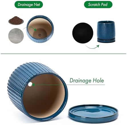 D'vine Dev Beaded Ceramic Pot with Saucer, 4 in, Midnight Blue, 27-C-Z-3 - Image 4