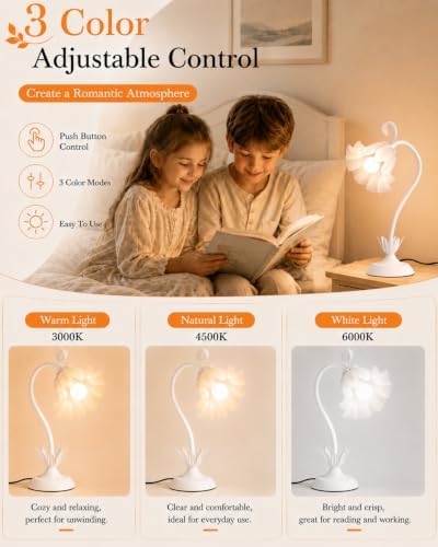 WERFOP Flower Table Lamp Cute Desk Lamp for Bedroom Home Decor - Image 2