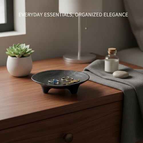 1 PC Ceramic Jewelry Tray, Square Catch-All Dish for Rings and Keys, Vanity Organizer with Raised Walls for Nightstand or Entryway - Image 2
