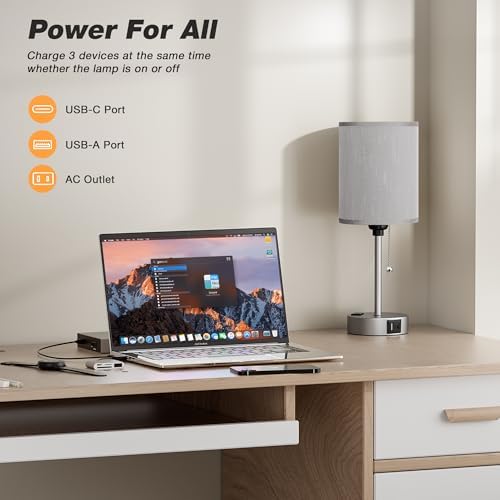 Small Bedside Table Lamp for Bedroom, Desk Lamp with USB Ports for Dorm - Image 6
