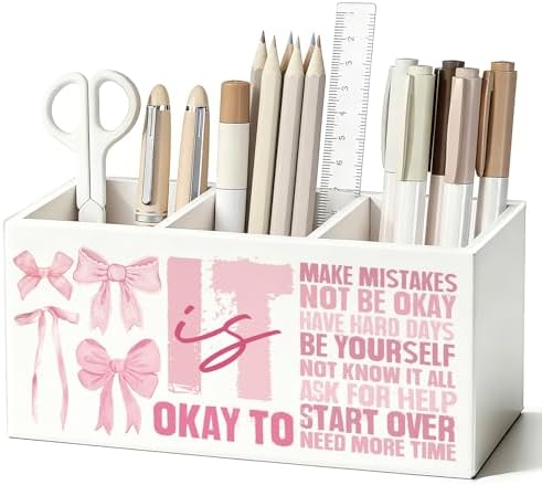 Pink Bow Inspirational Pen Pencil Holder for Desk Decor by Unknown