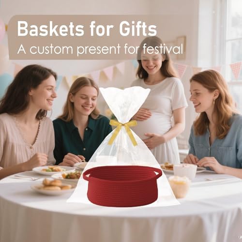 JMvicyroam Small Woven Basket, Empty Gift Basket, Red/1 Pack - Image 4
