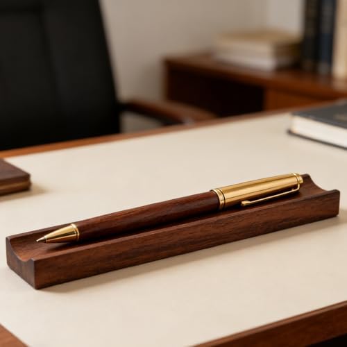 Walnut Wood Pen Tray Single Pen Holder, 7.87x1.18x0.78inch - Image 4