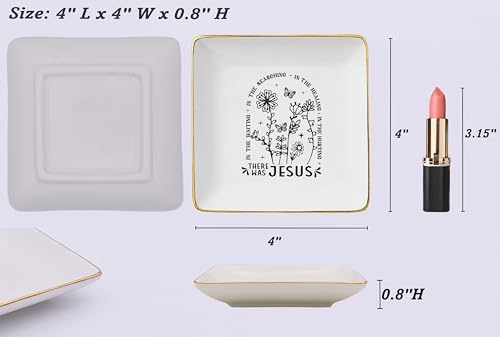 NZY Affirmation Positive Birthday Christmas Gift for Woman,Inspirational Christian Scripture Religious Bible Verse Reminder Gifts for Women-Jewelry Tray Trinket Holder Ring Dish,There Was Jesus - Image 5