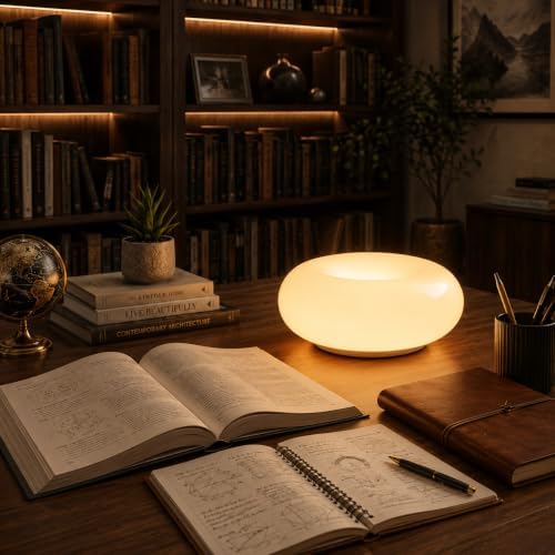 Modern Orange Donut Lamp with Remote Control, Plug-in Table or Wall Light, Mid Century Modern Aesthetic Room Decor, Dimmable Ambient Lighting for Bedroom, Living Room & Home - Image 4
