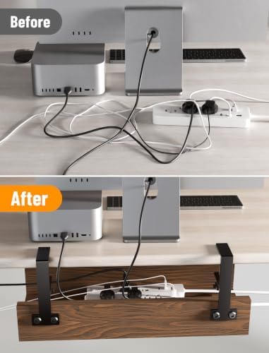 NiHome Under Desk Cable Management Tray, Wood Cord Organizer, No-Drill - Image 5