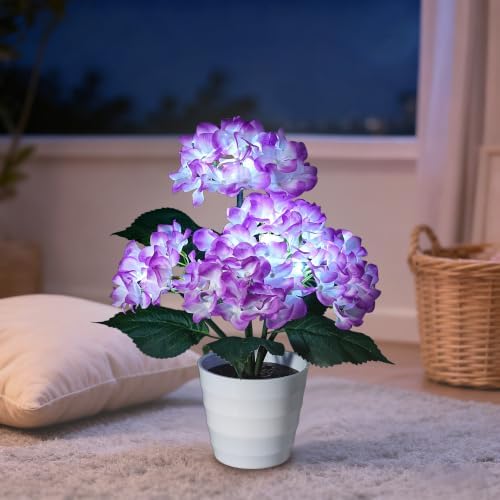 Purple Hydrangea Flower Table Lamp Decor Gifts for Women Birthday by Hibeauti