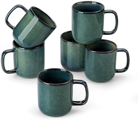 vancasso STARRY Coffee Mugs Set, 12 oz Ceramic Coffee Cups for Latte Hot Tea Cappuccino Cocoa Milk Stoneware Cups Set of 6, Dishwasher & Microwave Safe, Green by vancasso