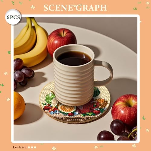Leatrice 6 Pcs Diamond Art Coasters Small Diamond Painting Kits for Adults - Image 5
