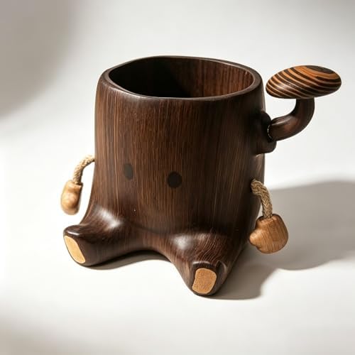 Handmade Stump-Style Wooden Pen Holder, Desktop Organizer Decor by Unknown