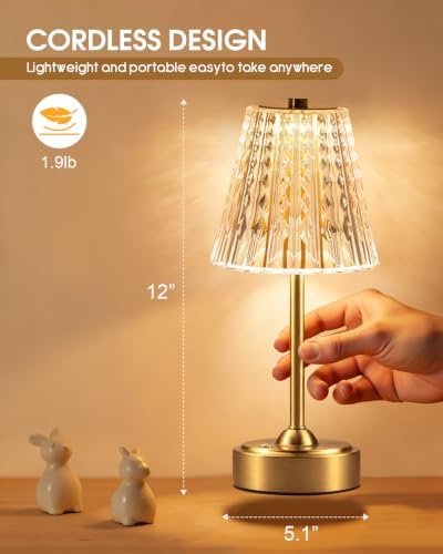 Nusogon Cordless Touch Table Lamp, Premium Rechargeable LED Small Desk Lamp - Image 4
