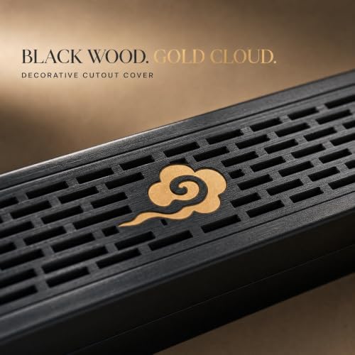 Chinese Incense Holder for Sticks with Ash Catcher - Wooden Incense Burner Box with Storage, Ceramic Lined, Anti-Ash, for Meditation, Yoga, Home Decor (Balck - Cloud) - Image 4