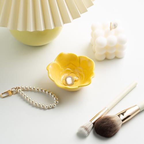 Mecaikru Ceramic Flower Jewelry Dish, 3.5 in Ring Tray with Gift Box & Card - Image 2