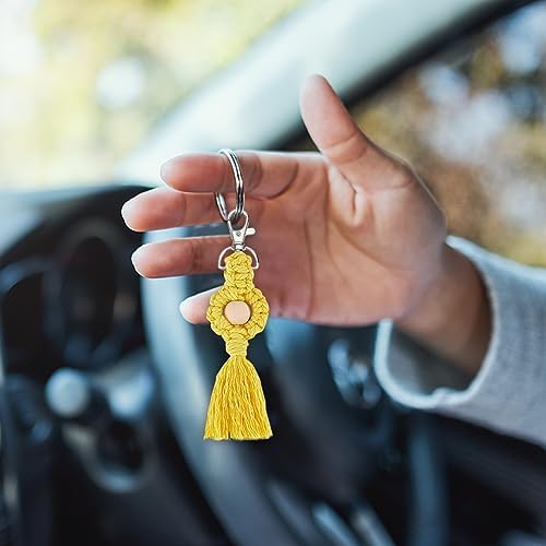 INFUNLY 6 Pcs DIY Flowers Keychain Kits Macrame Cord Knotting Kits for Beginners Adults Macrame Multi Type Tassel Keychain Kits Handcraft Macrame Kits for Car Key Purse Phone Gift with Instruction - Image 6