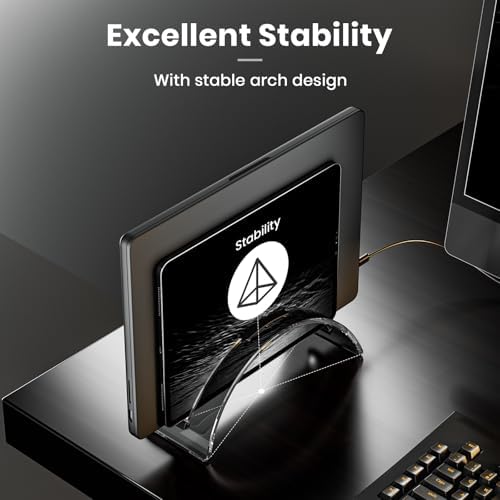 Yikola Vertical Laptop Stand for Desk, Vertical Laptop Hoder Space-Saving Organizer for All MacBook, Laptop Stand Acrylic Invisible Desktop Notebook Dock-Black… - Image 3